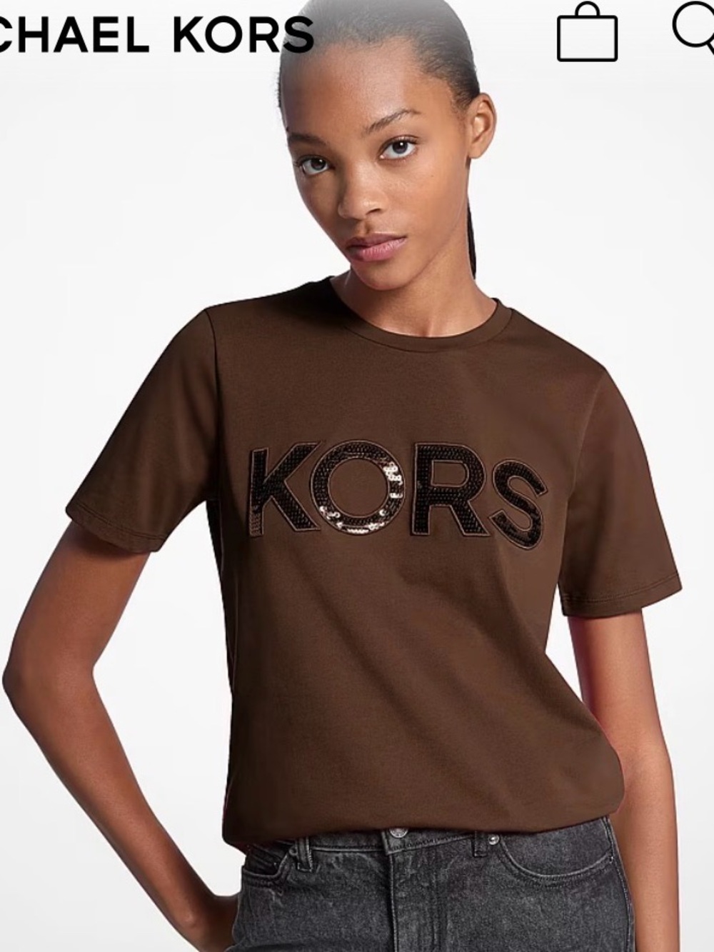 Michael Kors Brown Short-Sleeve KORS Logo Tee
